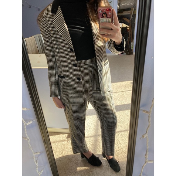 Vintage Wool Houndstooth Checkered Pantsuit Set - Picture 16 of 16